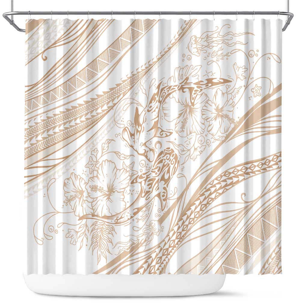 Sharks Couple Dreamy Polynesians Floral Sea Shower Curtain Hazel - Polynesian Pride