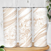 Sharks Couple Dreamy Polynesians Floral Sea Skinny Tumbler Hazel - Polynesian Pride