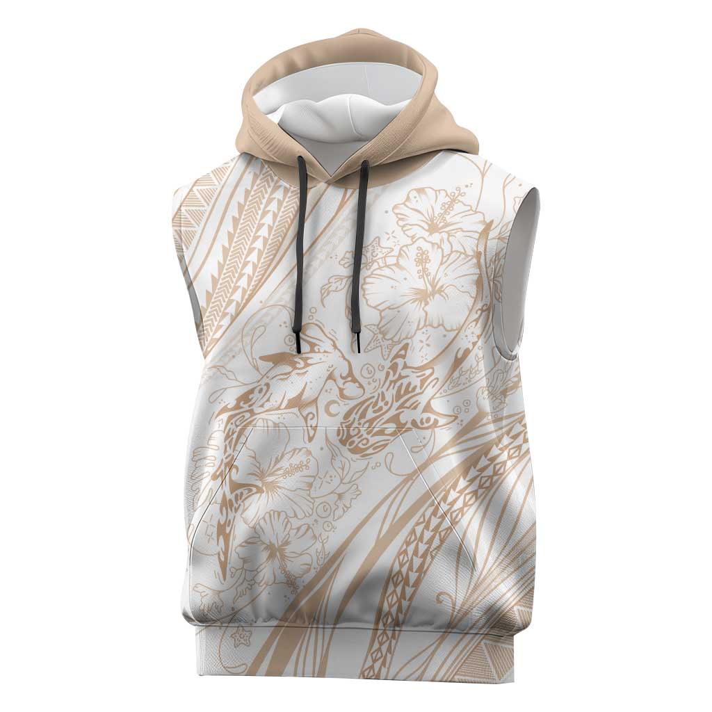 Sharks Couple Dreamy Polynesians Floral Sea Sleeveless Hoodie Hazel - Polynesian Pride