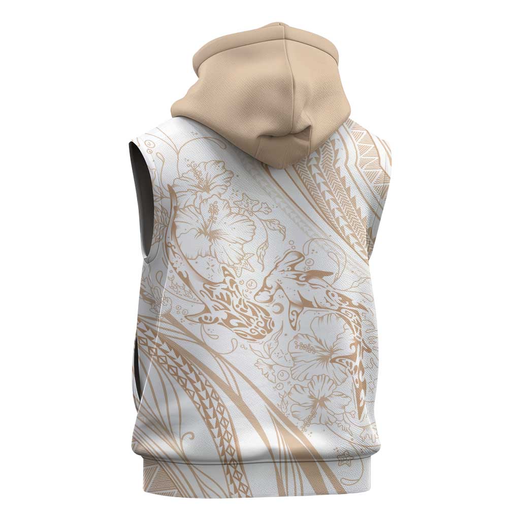 Sharks Couple Dreamy Polynesians Floral Sea Sleeveless Hoodie Hazel - Polynesian Pride