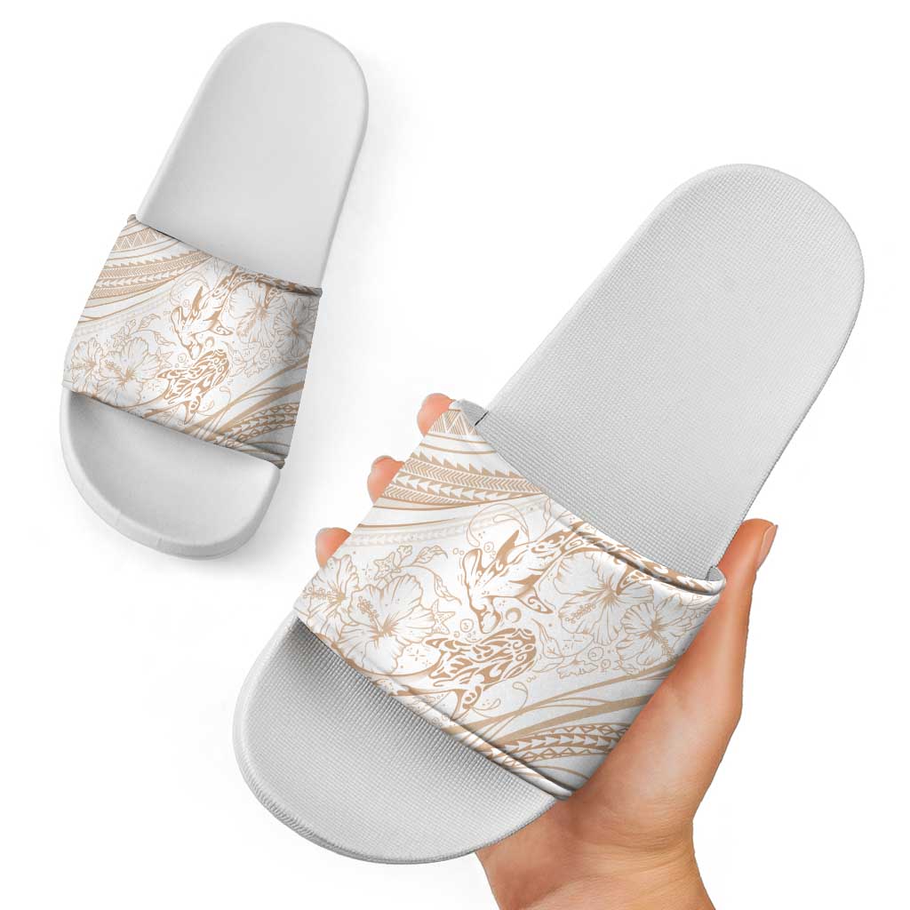 Sharks Couple Dreamy Polynesians Floral Sea Slide Sandals Hazel - Polynesian Pride