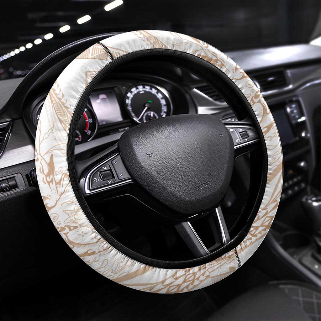Sharks Couple Dreamy Polynesians Floral Sea Steering Wheel Cover Hazel LT7 Universal Fit Hazel - Polynesian Pride