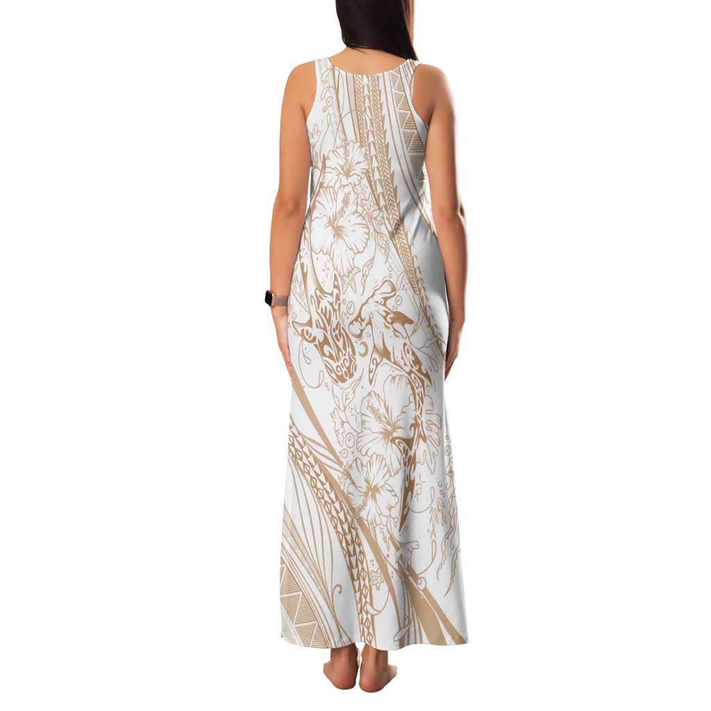 Sharks Couple Dreamy Polynesians Floral Sea Tank Maxi Dress Hazel LT7 - Polynesian Pride