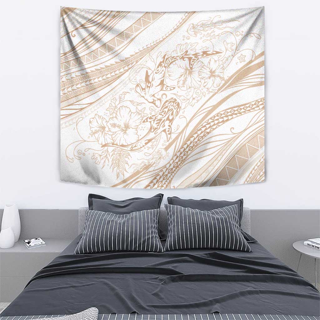 Sharks Couple Dreamy Polynesians Floral Sea Tapestry Hazel - Polynesian Pride