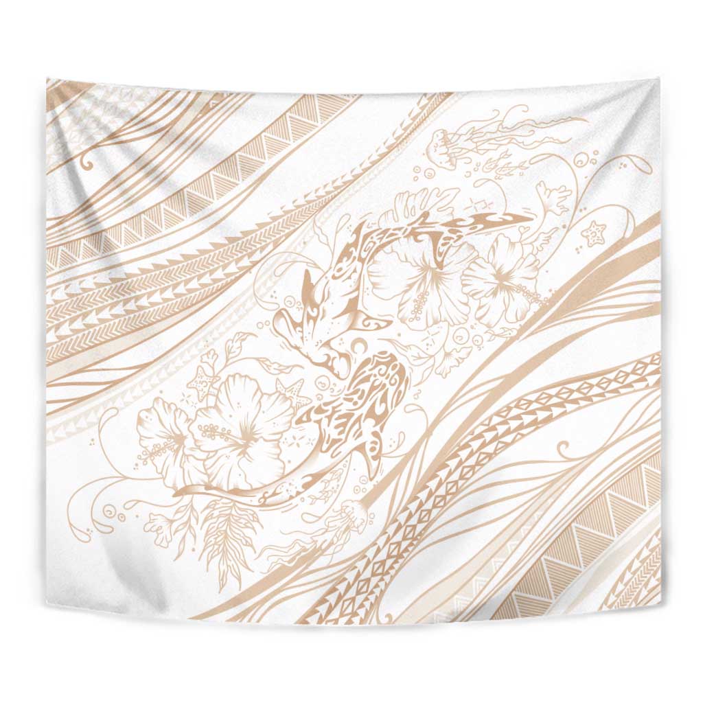 Sharks Couple Dreamy Polynesians Floral Sea Tapestry Hazel - Polynesian Pride