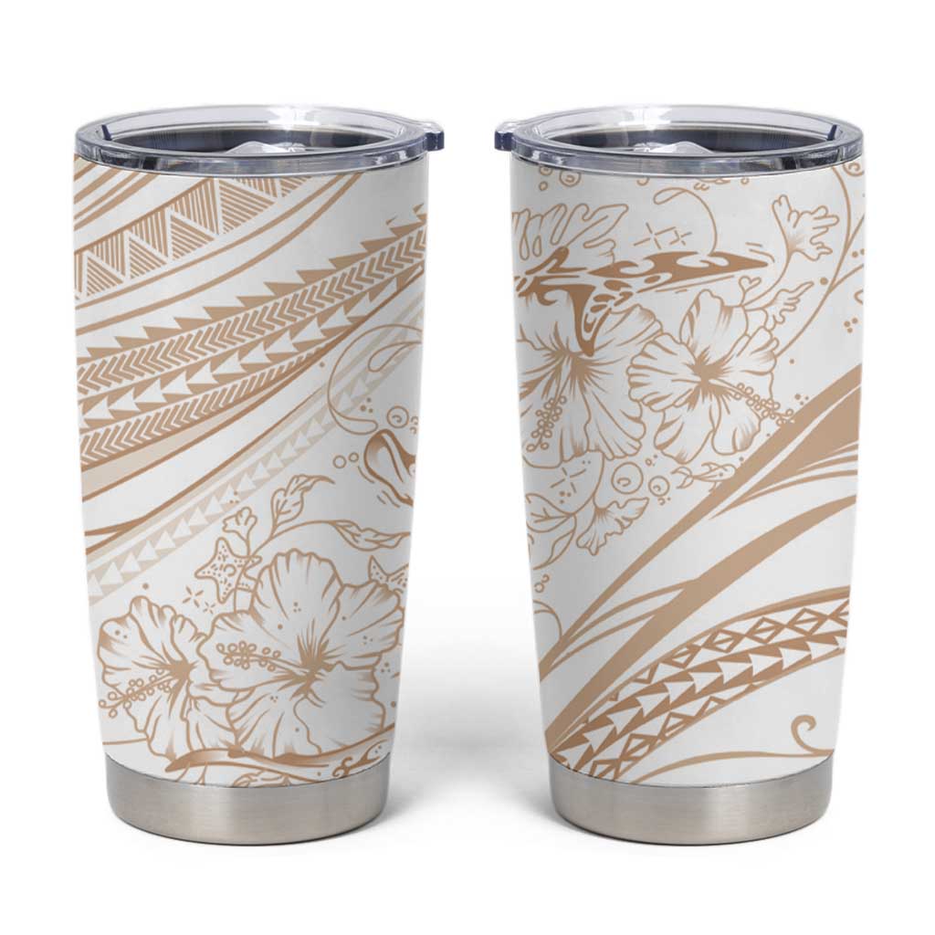 Sharks Couple Dreamy Polynesians Floral Sea Tumbler Cup Hazel - Polynesian Pride