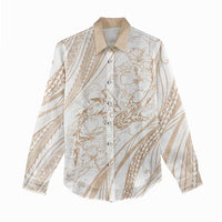 Sharks Couple Dreamy Polynesians Floral Sea Women Casual Shirt Hazel - Polynesian Pride