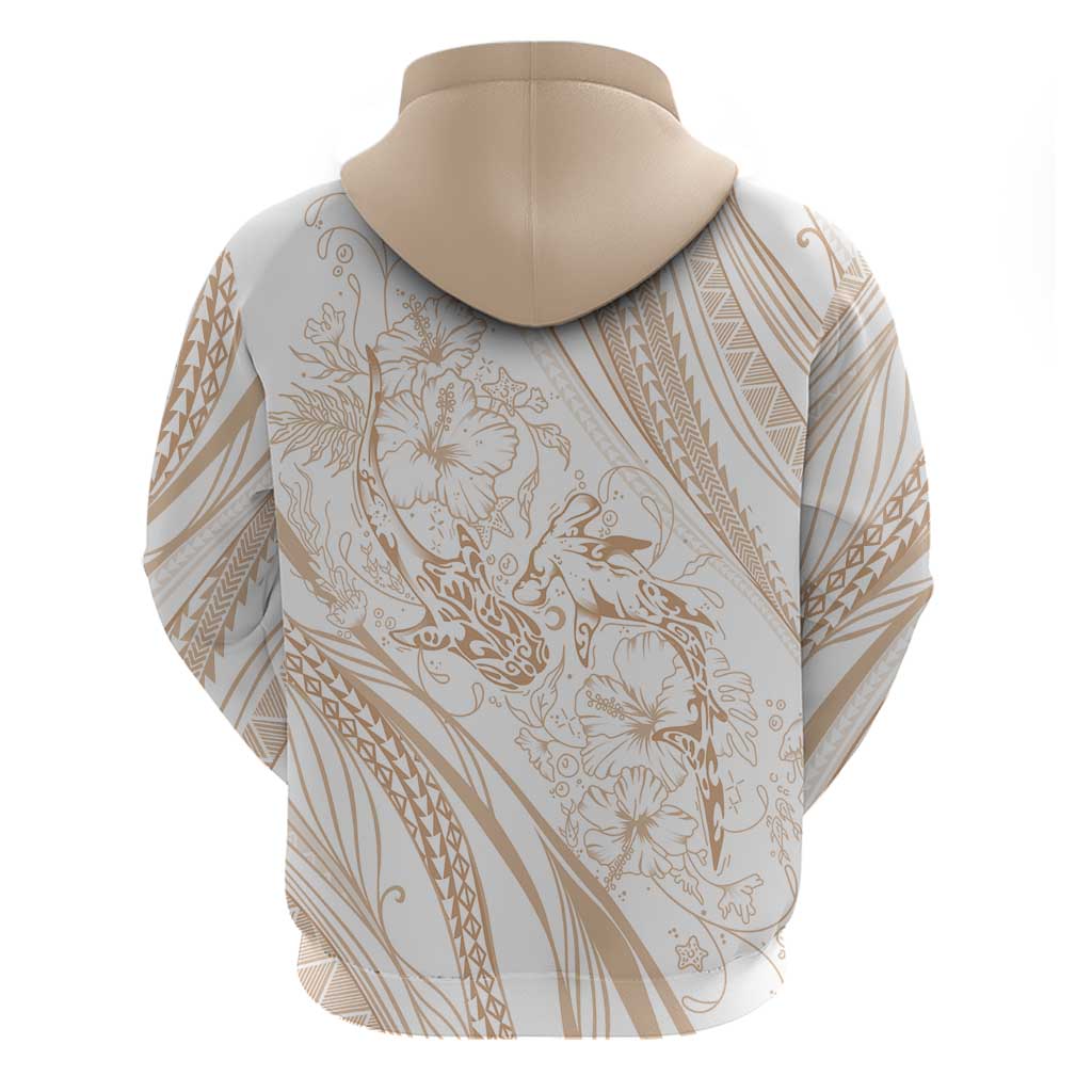 Sharks Couple Dreamy Polynesians Floral Sea Zip Hoodie Hazel LT7 - Polynesian Pride