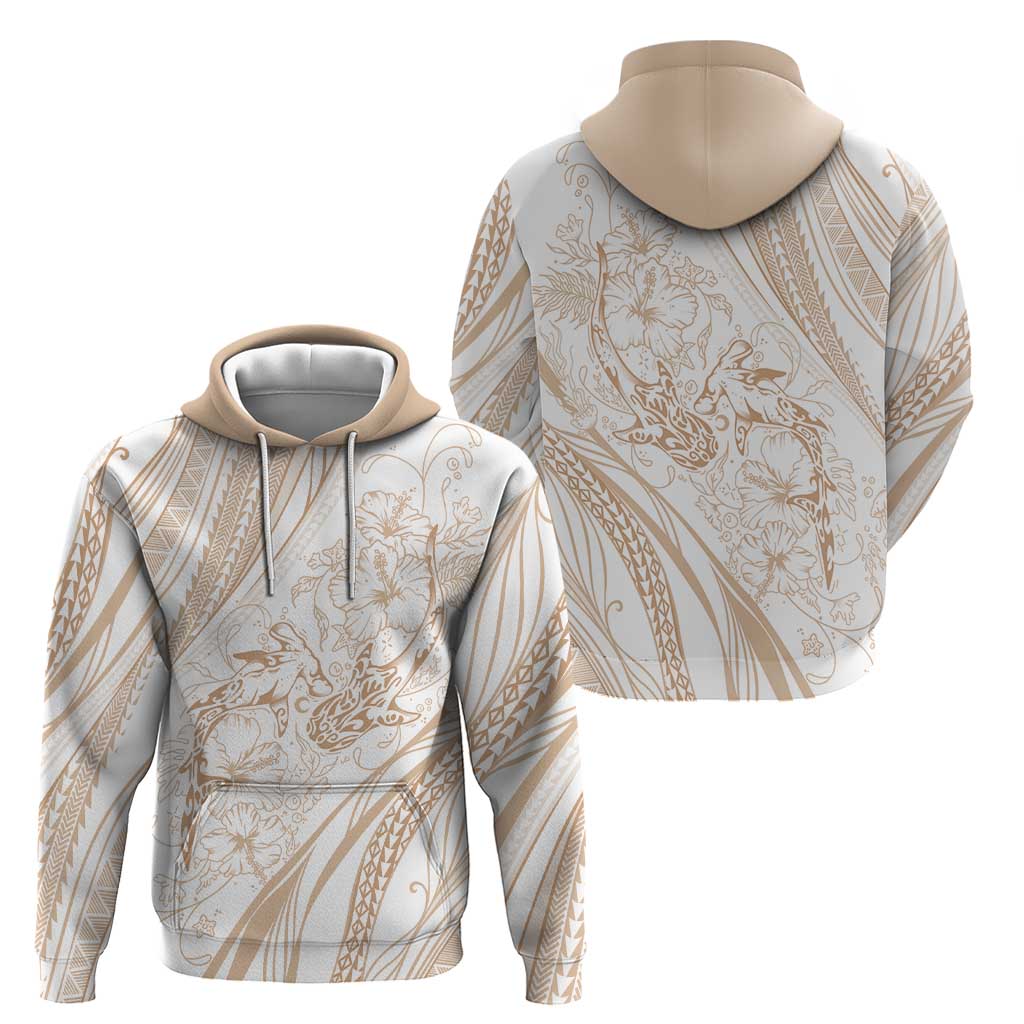 Sharks Couple Dreamy Polynesians Floral Sea Zip Hoodie Hazel LT7 - Polynesian Pride