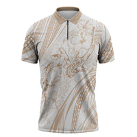 Sharks Couple Dreamy Polynesians Floral Sea Zipper Polo Shirt Hazel LT7 Hazel - Polynesian Pride