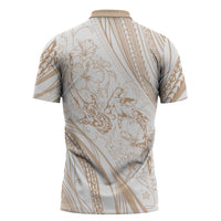 Sharks Couple Dreamy Polynesians Floral Sea Zipper Polo Shirt Hazel LT7 - Polynesian Pride