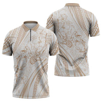 Sharks Couple Dreamy Polynesians Floral Sea Zipper Polo Shirt Hazel LT7 - Polynesian Pride