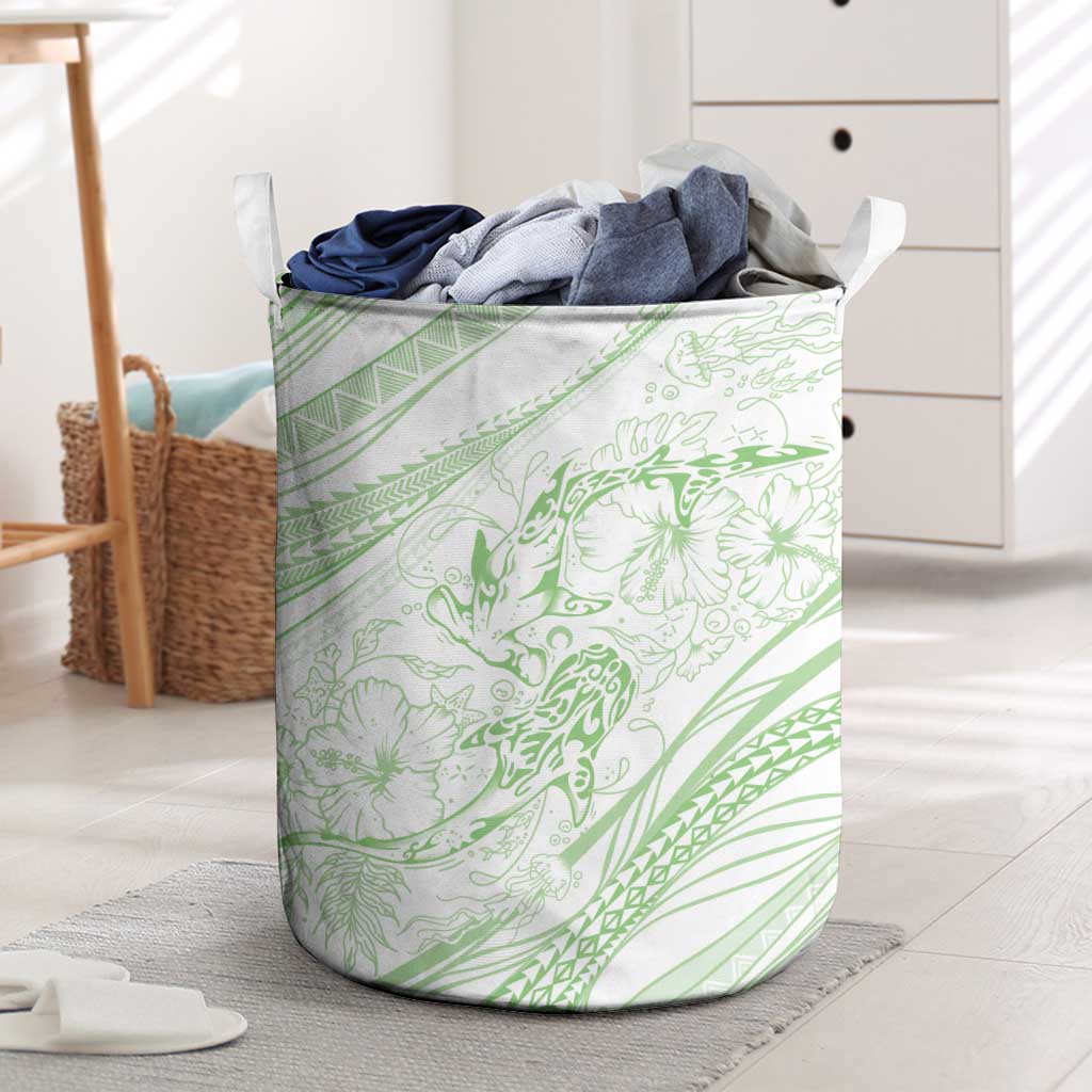 Sharks Couple Dreamy Polynesians Floral Sea Laundry Basket Emerald LT7 Emerald - Polynesian Pride