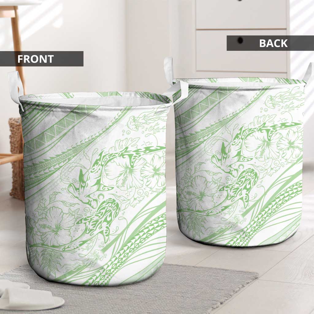 Sharks Couple Dreamy Polynesians Floral Sea Laundry Basket Emerald LT7 - Polynesian Pride