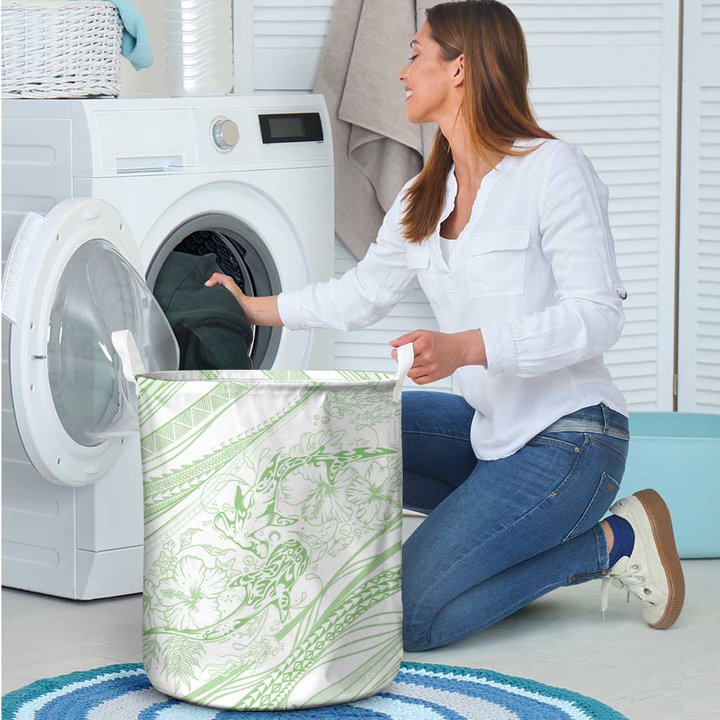 Sharks Couple Dreamy Polynesians Floral Sea Laundry Basket Emerald LT7 - Polynesian Pride