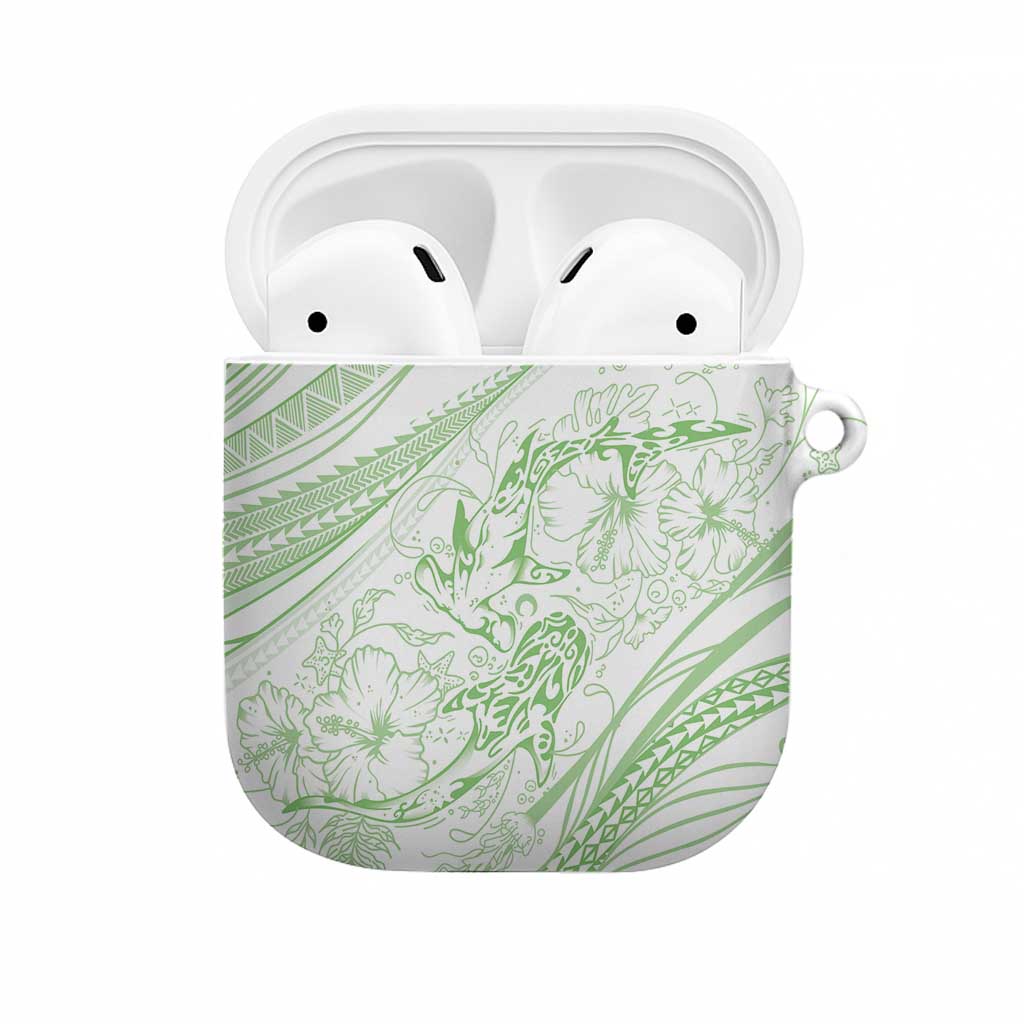 Sharks Couple Dreamy Polynesians Floral Sea AirPods Case Emerald - Polynesian Pride