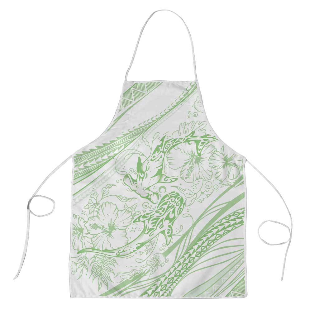 Sharks Couple Dreamy Polynesians Floral Sea Apron Emerald - Polynesian Pride