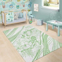 Sharks Couple Dreamy Polynesians Floral Sea Area Rug Emerald - Polynesian Pride