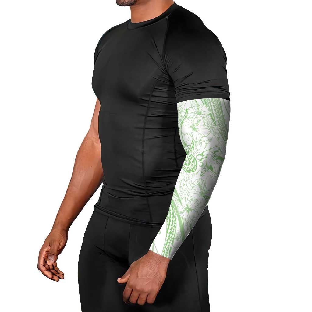 Sharks Couple Dreamy Polynesians Floral Sea Arm Sleeves Emerald LT7 - Polynesian Pride