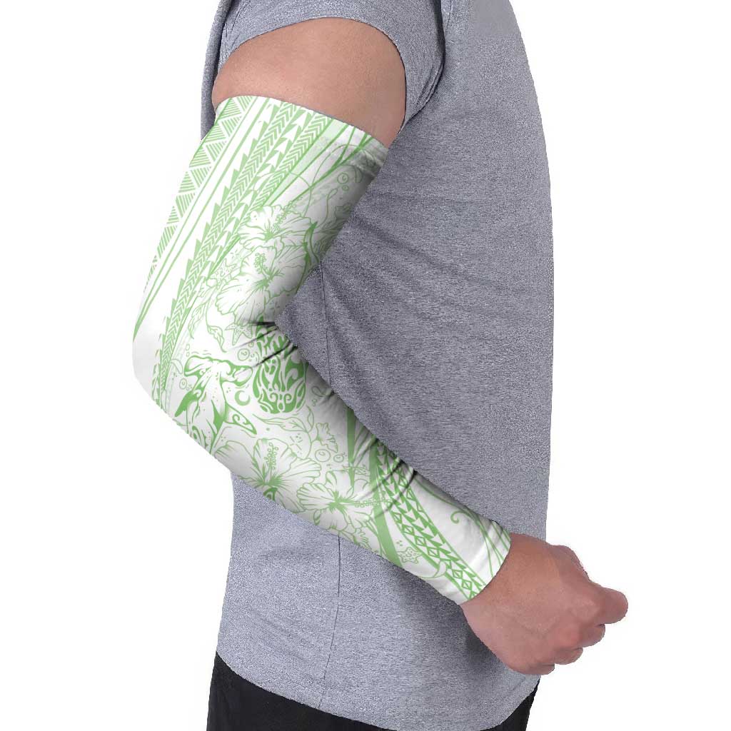 Sharks Couple Dreamy Polynesians Floral Sea Arm Sleeves Emerald LT7 - Polynesian Pride