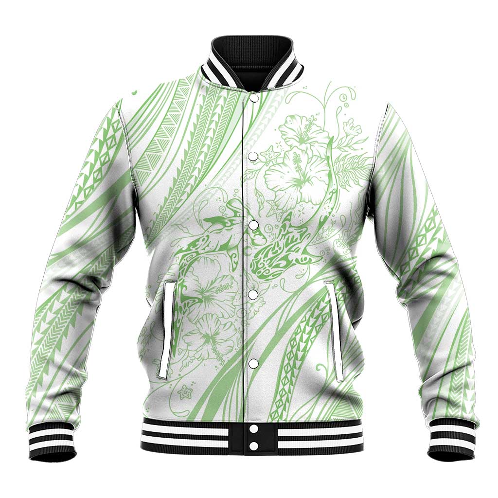 Sharks Couple Dreamy Polynesians Floral Sea Baseball Jacket Emerald LT7 Unisex Emerald - Polynesian Pride