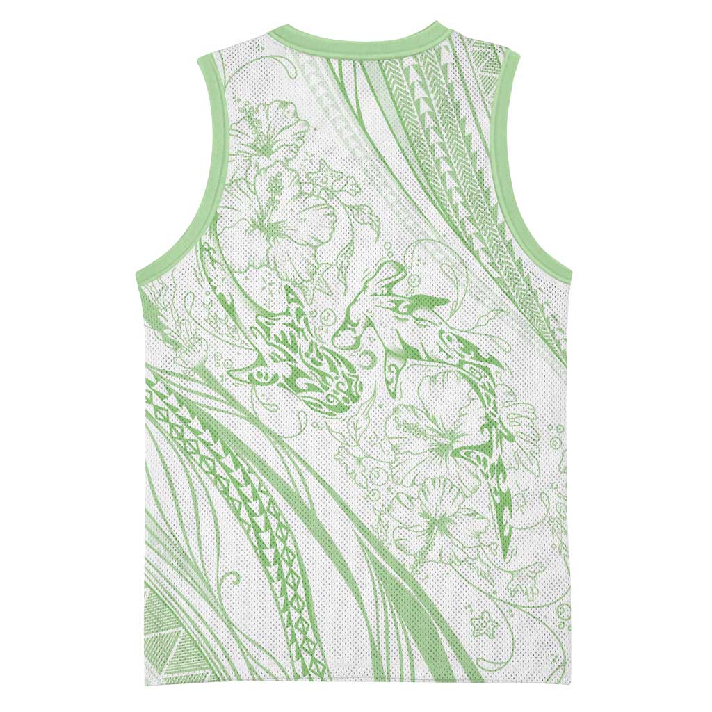 Sharks Couple Dreamy Polynesians Floral Sea Basketball Jersey Emerald LT7 - Polynesian Pride