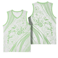 Sharks Couple Dreamy Polynesians Floral Sea Basketball Jersey Emerald LT7 - Polynesian Pride