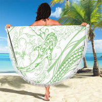 Sharks Couple Dreamy Polynesians Floral Sea Beach Blanket Emerald - Polynesian Pride
