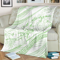 Sharks Couple Dreamy Polynesians Floral Sea Blanket Emerald - Polynesian Pride