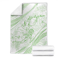 Sharks Couple Dreamy Polynesians Floral Sea Blanket Emerald - Polynesian Pride