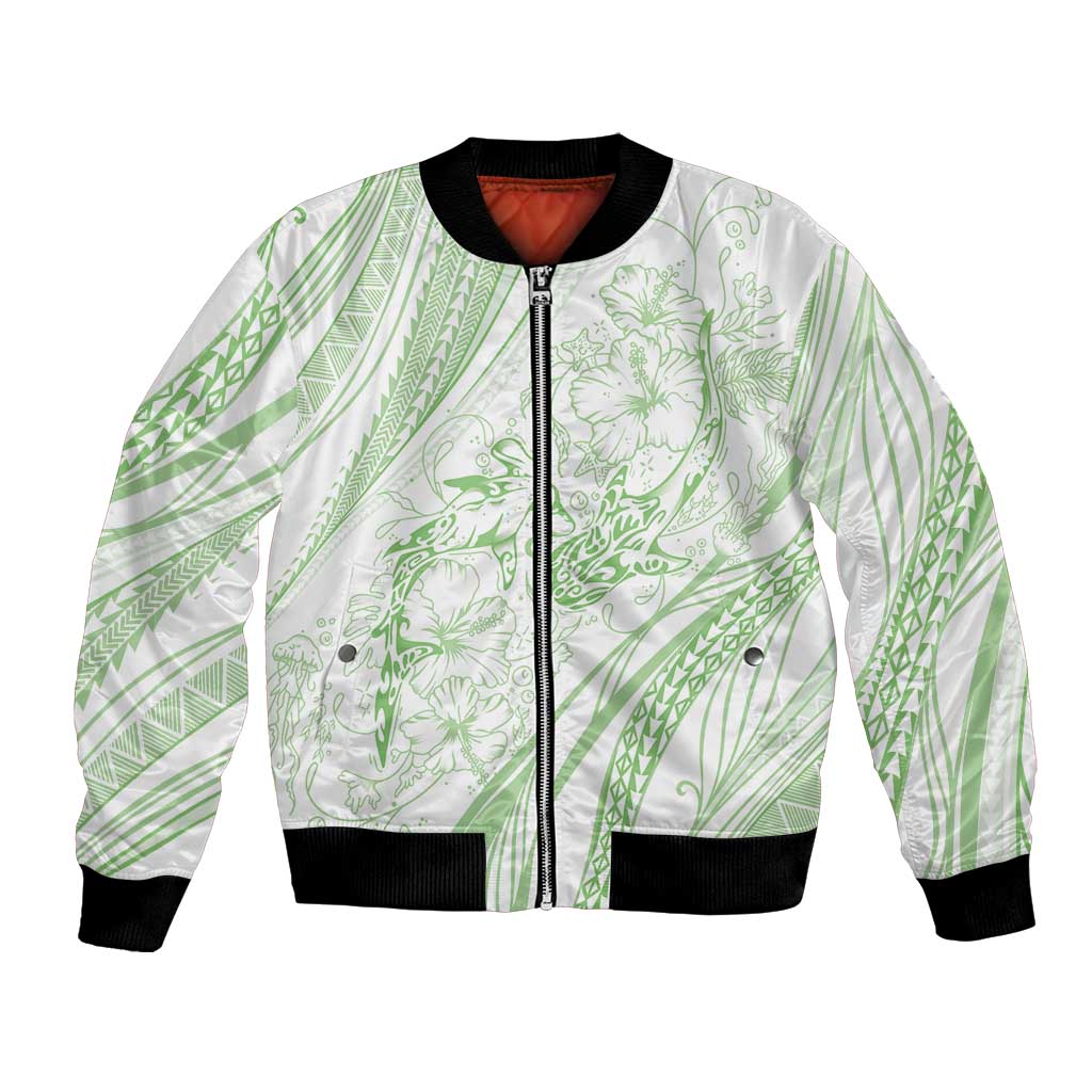 Sharks Couple Dreamy Polynesians Floral Sea Bomber Jacket Emerald - Polynesian Pride
