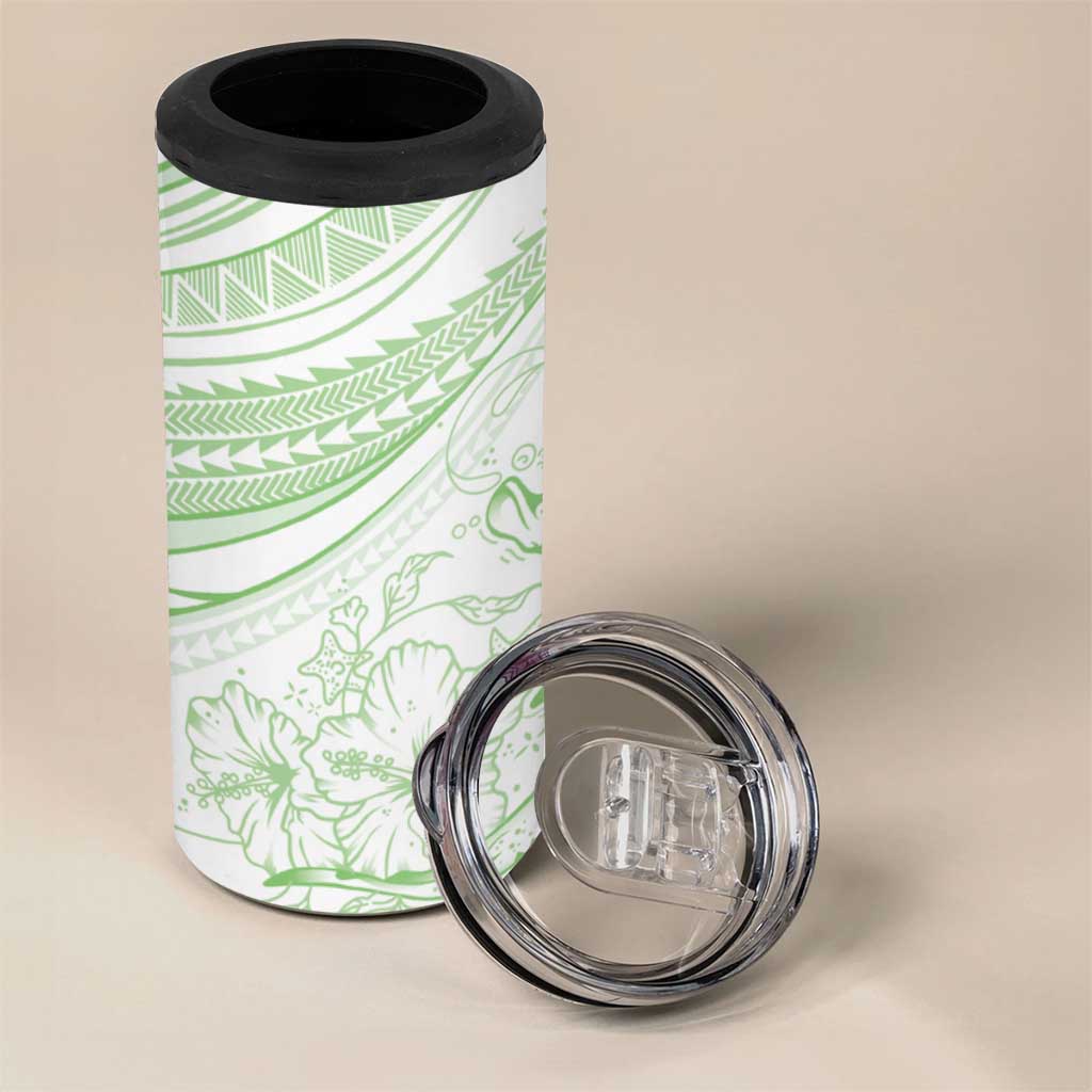 Sharks Couple Dreamy Polynesians Floral Sea 4 in 1 Can Cooler Tumbler Emerald LT7 - Polynesian Pride