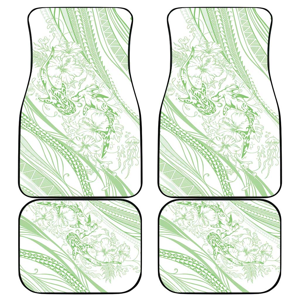 Sharks Couple Dreamy Polynesians Floral Sea Car Mats Emerald LT7 - Polynesian Pride