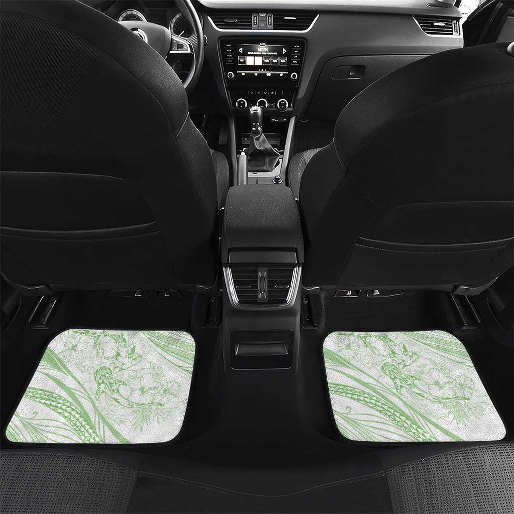 Sharks Couple Dreamy Polynesians Floral Sea Car Mats Emerald LT7 Set 2pcs - Back Emerald - Polynesian Pride