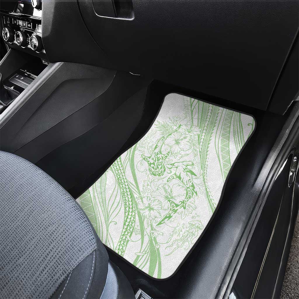 Sharks Couple Dreamy Polynesians Floral Sea Car Mats Emerald LT7 - Polynesian Pride