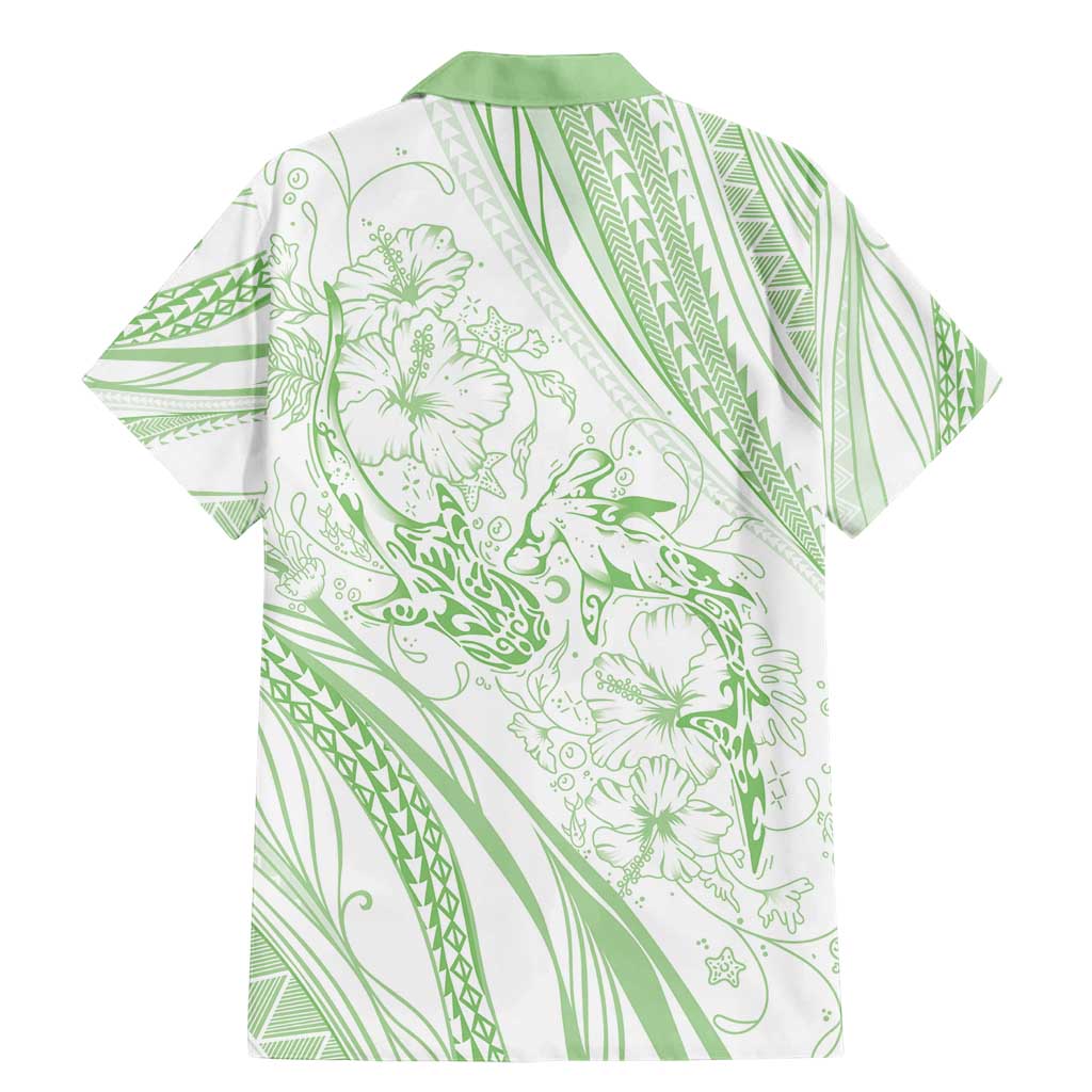 Sharks Couple Dreamy Polynesians Floral Sea Family Matching Mermaid Dress and Hawaiian Shirt Emerald - Polynesian Pride