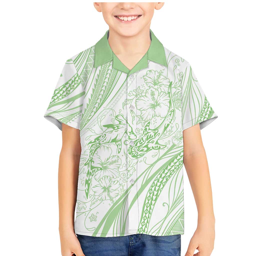 Sharks Couple Dreamy Polynesians Floral Sea Family Matching Mermaid Dress and Hawaiian Shirt Emerald - Polynesian Pride