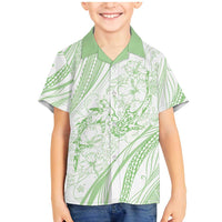 Sharks Couple Dreamy Polynesians Floral Sea Family Matching Mermaid Dress and Hawaiian Shirt Emerald - Polynesian Pride