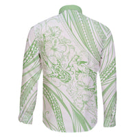 Sharks Couple Dreamy Polynesians Floral Sea Family Matching Off The Shoulder Long Sleeve Dress and Hawaiian Shirt Emerald - Polynesian Pride