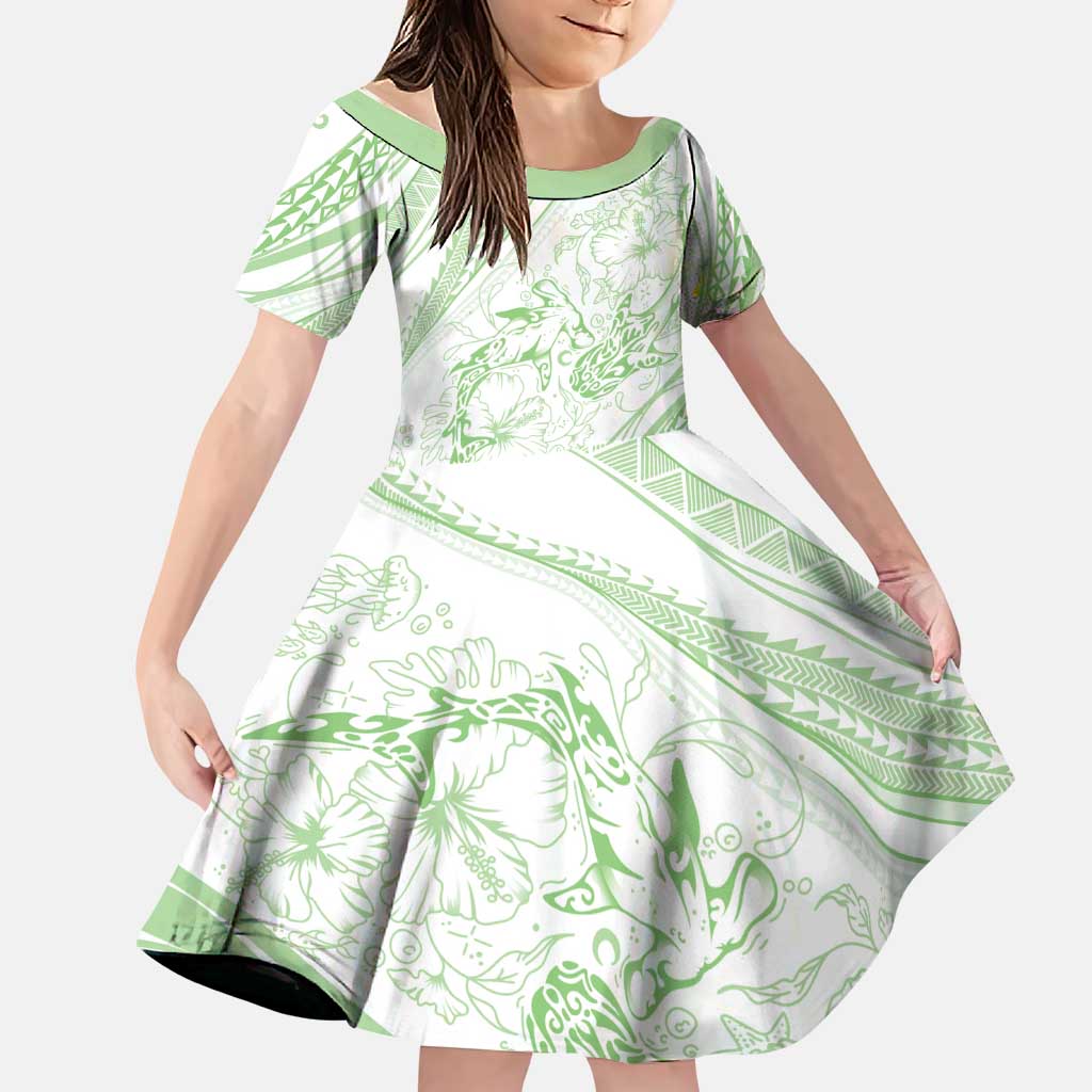 Sharks Couple Dreamy Polynesians Floral Sea Family Matching Puletasi and Hawaiian Shirt Emerald - Polynesian Pride
