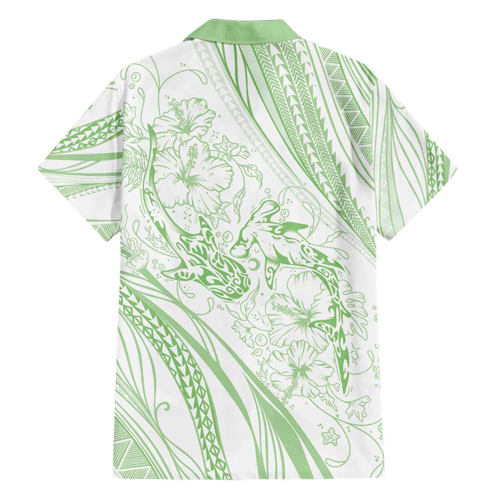 Sharks Couple Dreamy Polynesians Floral Sea Family Matching Tank Maxi Dress and Hawaiian Shirt Emerald - Polynesian Pride