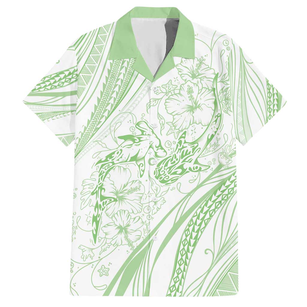 Sharks Couple Dreamy Polynesians Floral Sea Hawaiian Shirt Emerald - Polynesian Pride