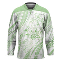 Sharks Couple Dreamy Polynesians Floral Sea Hockey Jersey Emerald - Polynesian Pride