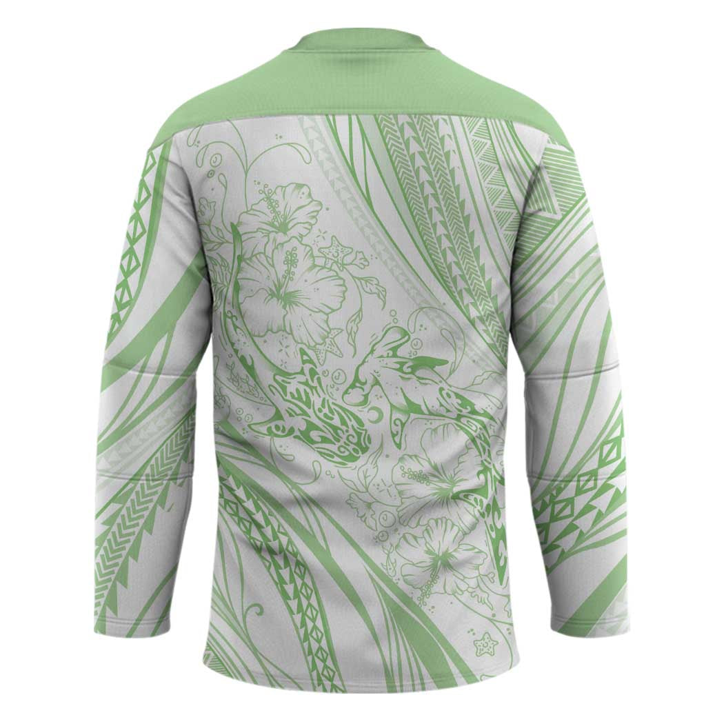 Sharks Couple Dreamy Polynesians Floral Sea Hockey Jersey Emerald - Polynesian Pride