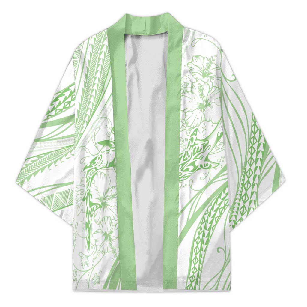 Sharks Couple Dreamy Polynesians Floral Sea Kimono Emerald - Polynesian Pride