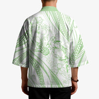 Sharks Couple Dreamy Polynesians Floral Sea Kimono Emerald - Polynesian Pride
