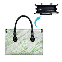 Sharks Couple Dreamy Polynesians Floral Sea Leather Bag Emerald - Polynesian Pride