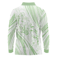 Sharks Couple Dreamy Polynesians Floral Sea Long Sleeve Polo Shirt Emerald LT7 - Polynesian Pride