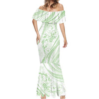 Sharks Couple Dreamy Polynesians Floral Sea Mermaid Dress Emerald LT7 - Polynesian Pride