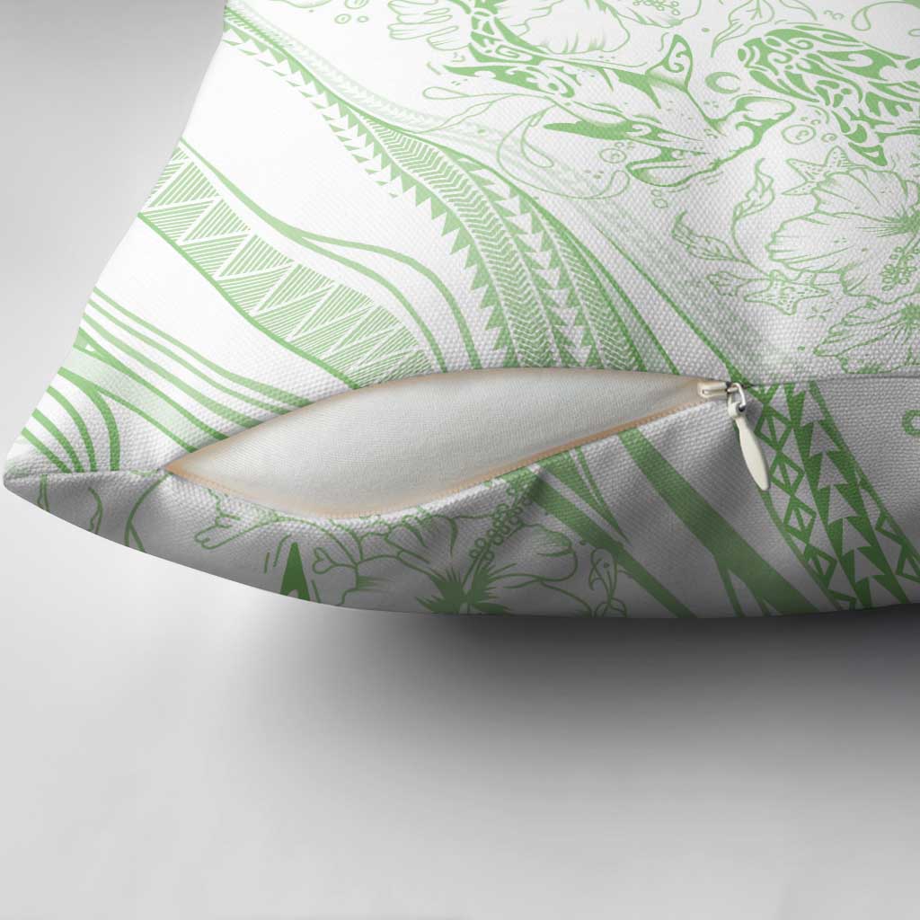 Sharks Couple Dreamy Polynesians Floral Sea Pillow Cover Emerald - Polynesian Pride